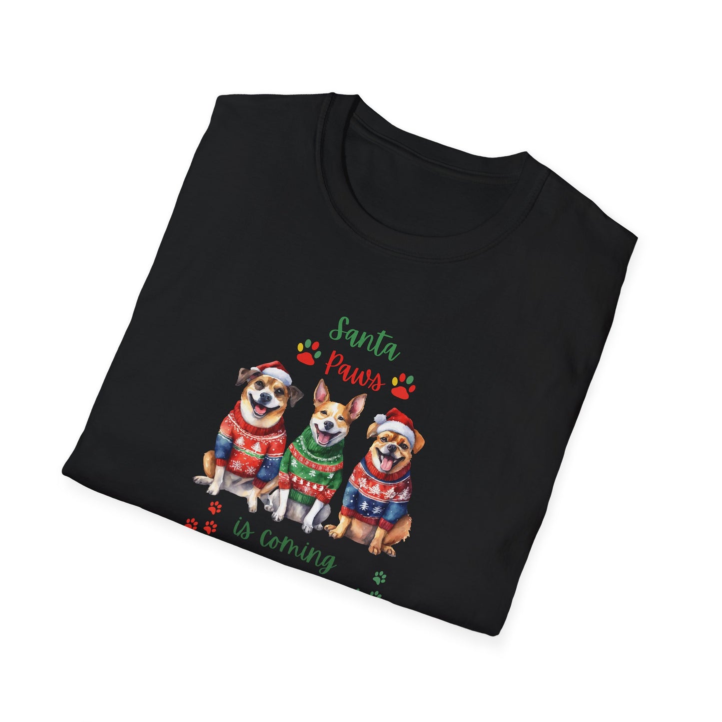 "Santa Paws is coming to Town" Unisex Softstyle T-Shirt