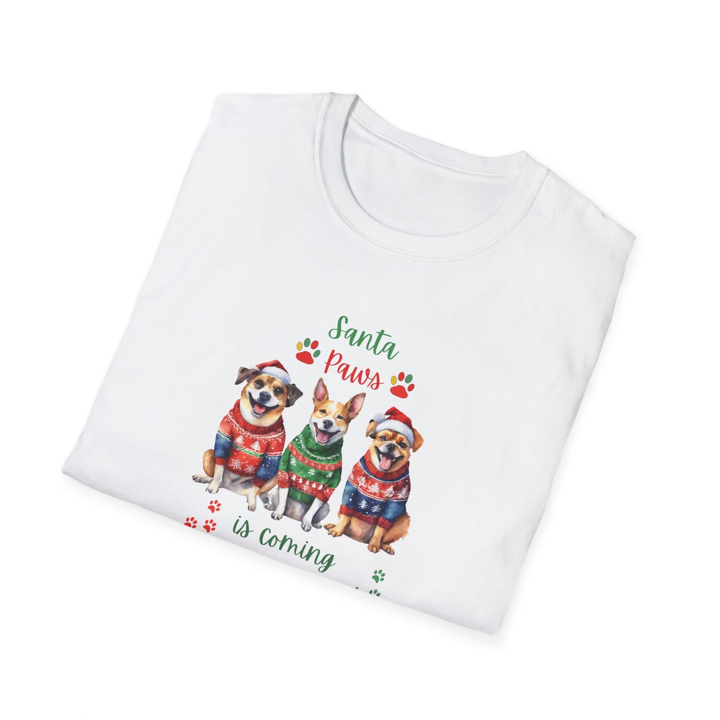 "Santa Paws is coming to Town" Unisex Softstyle T-Shirt